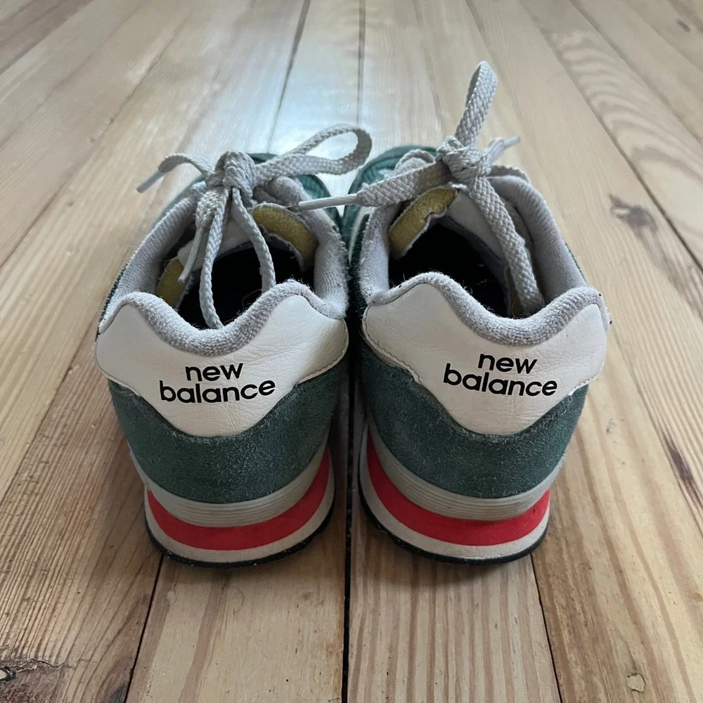 New Balance 574 Dark Green White Red Suede Mesh Sneakers‎ Casual Vibrant Shoe